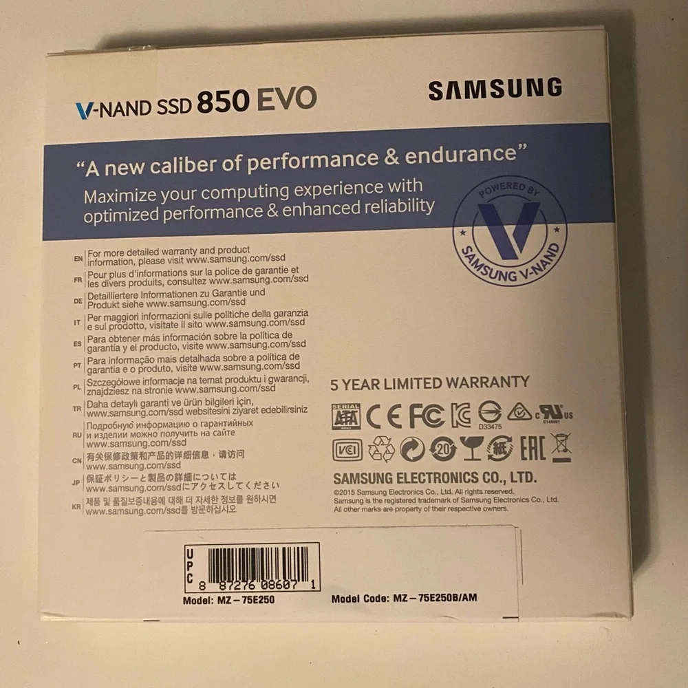 Samsung V-NAND SSD 850 EVO 250 GB Internal 2.5” Drive MZ-75E250